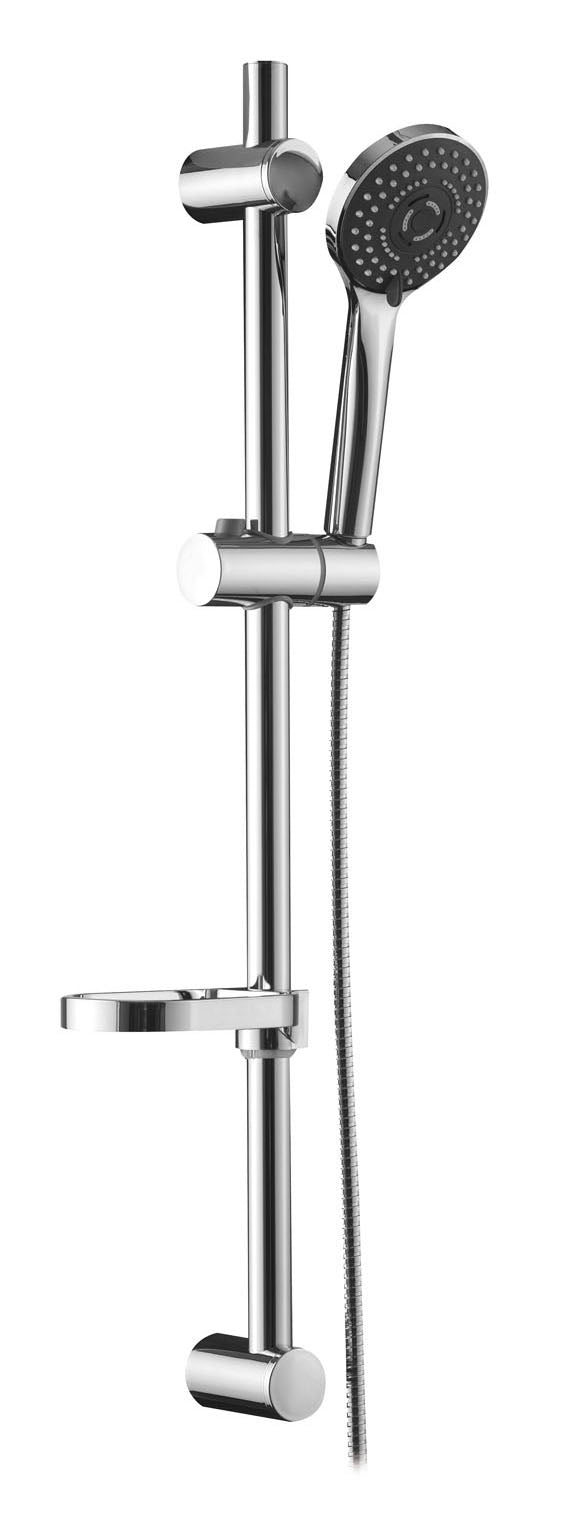 Asta saliscendi acciaio inox cromato Ø25 mm+ doccia 3 getti anticalcare e flessibile- SET DOCCIA BASIC