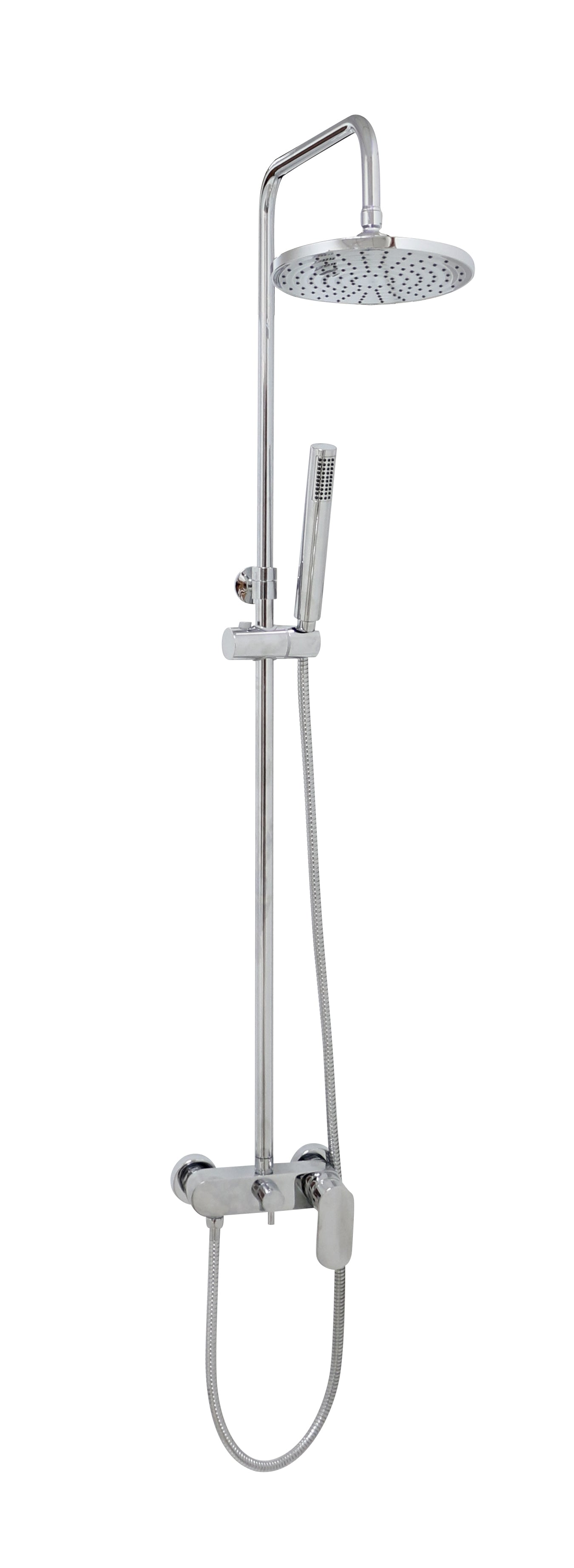Colonna doccia Elegant con miscelatore meccanico, soffione tondo e doccetta tonda Stilo