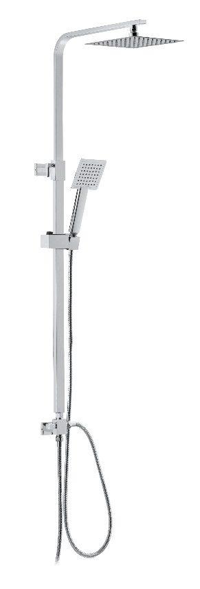 Colonna doccia DREAM BASIC estensibile con deviatore ceramico a due vie, soffione quadro e doccia rettangolare - BagnoPro