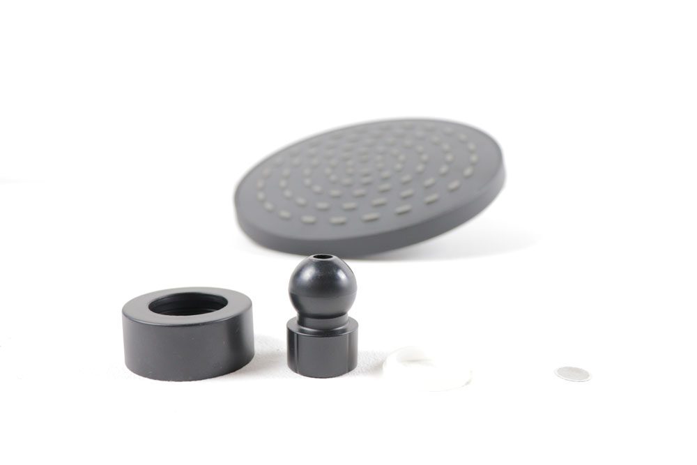 Soffione doccia tondo NERO OPACO in ABS, a getto fisso - BagnoPro