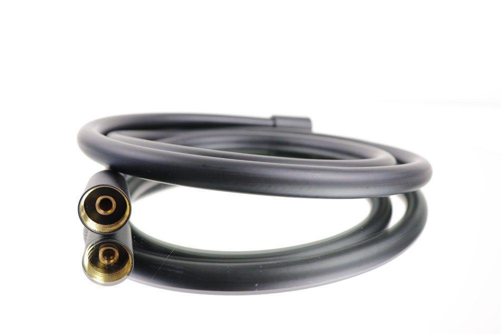 Flessibile doccia antitorsione in PVC treccia tessile, colore nero opaco