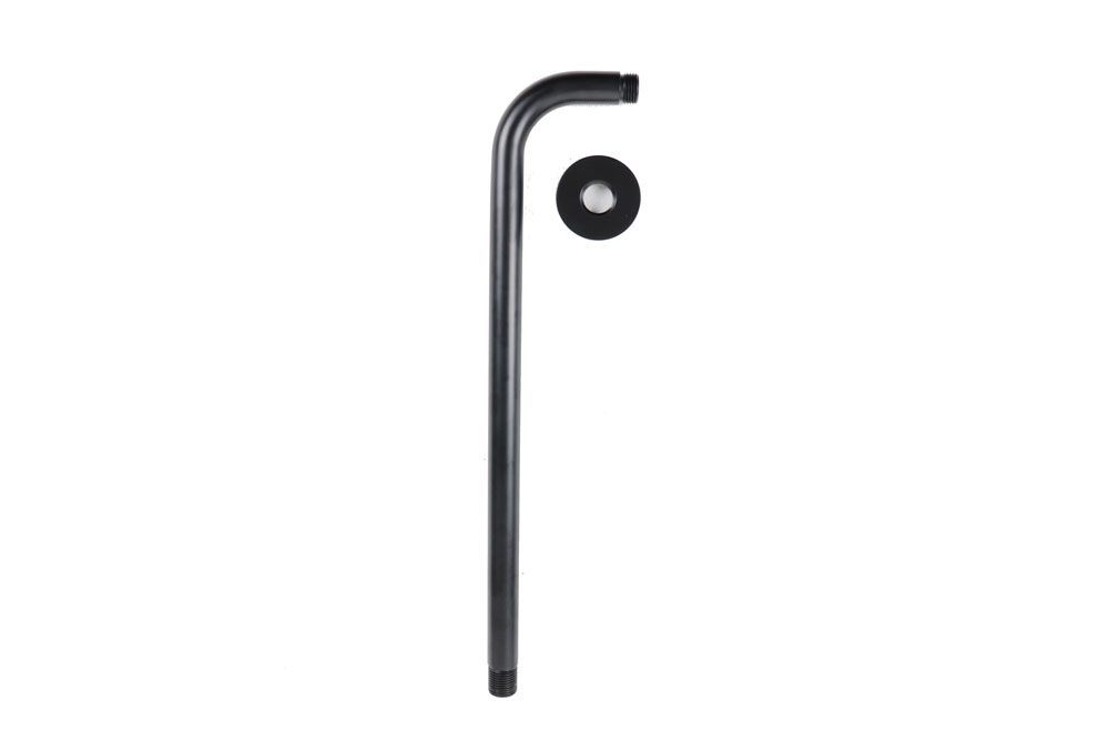 Braccio doccia tondo a parete diametro 20 mm in ottone NERO OPACO - BagnoPro