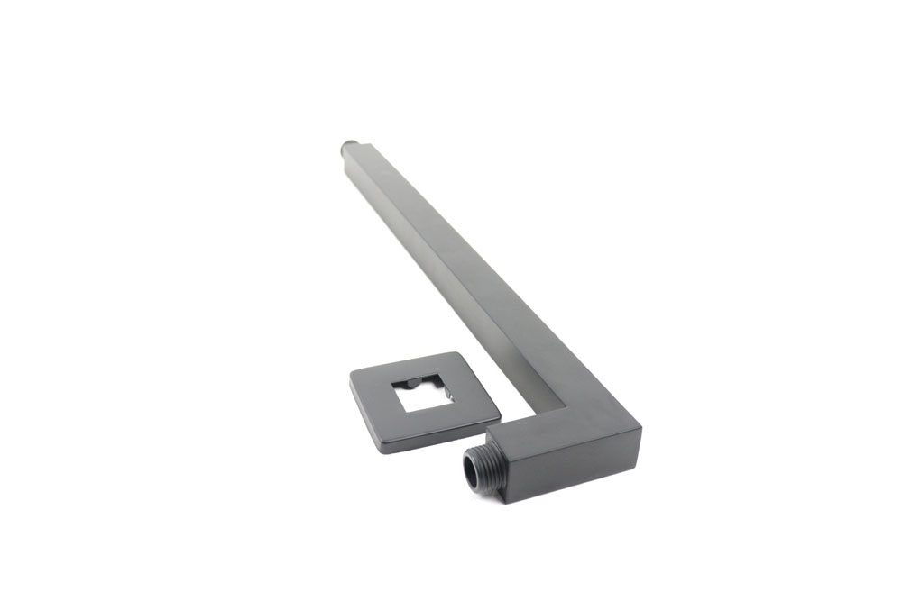 Braccio doccia quadro a parete 25x25 mm in ottone NERO OPACO - BagnoPro