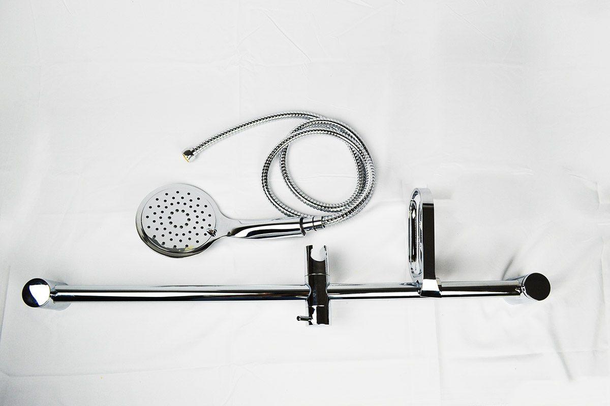 Asta saliscendi tonda acciaio inox cromato diametro 25 mm lunghezza 715 mm+ doccia e flessibile- SET DOCCIA STEP - BagnoPro