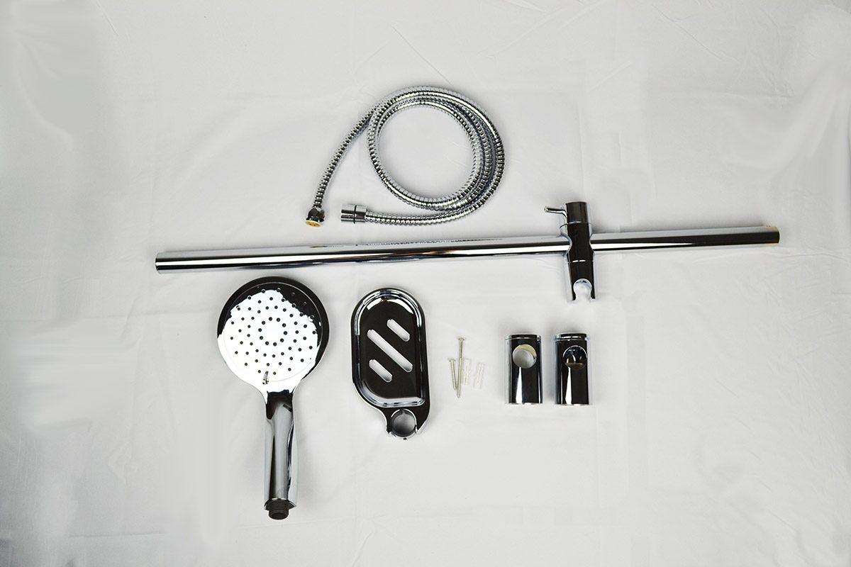 Asta saliscendi tonda acciaio inox cromato diametro 25 mm lunghezza 715 mm+ doccia e flessibile- SET DOCCIA STEP - BagnoPro