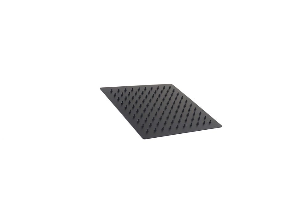 Soffione doccia quadro in acciaio NERO OPACO, ultrapiatto, getto fisso - BagnoPro