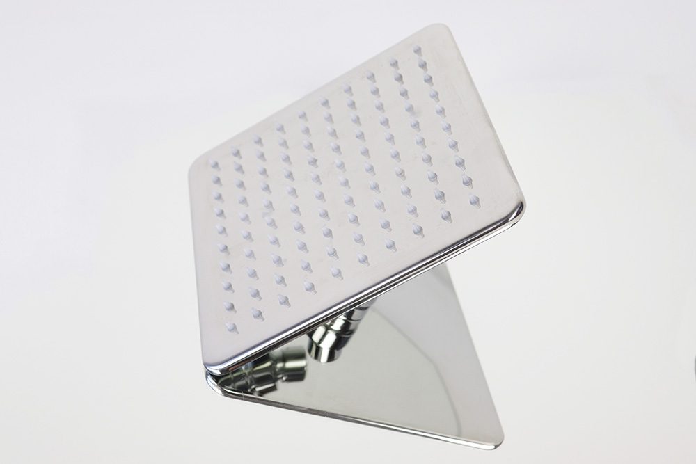 Soffione doccia quadro con bordo bombato in acciaio inox finitura a specchio ERGO