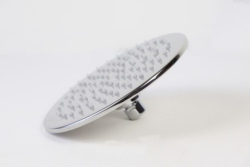 Soffione doccia tondo con bordo bombato in acciaio inox finitura a specchio ERGO