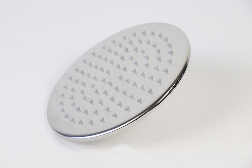 Soffione doccia tondo con bordo bombato in acciaio inox finitura a specchio ERGO
