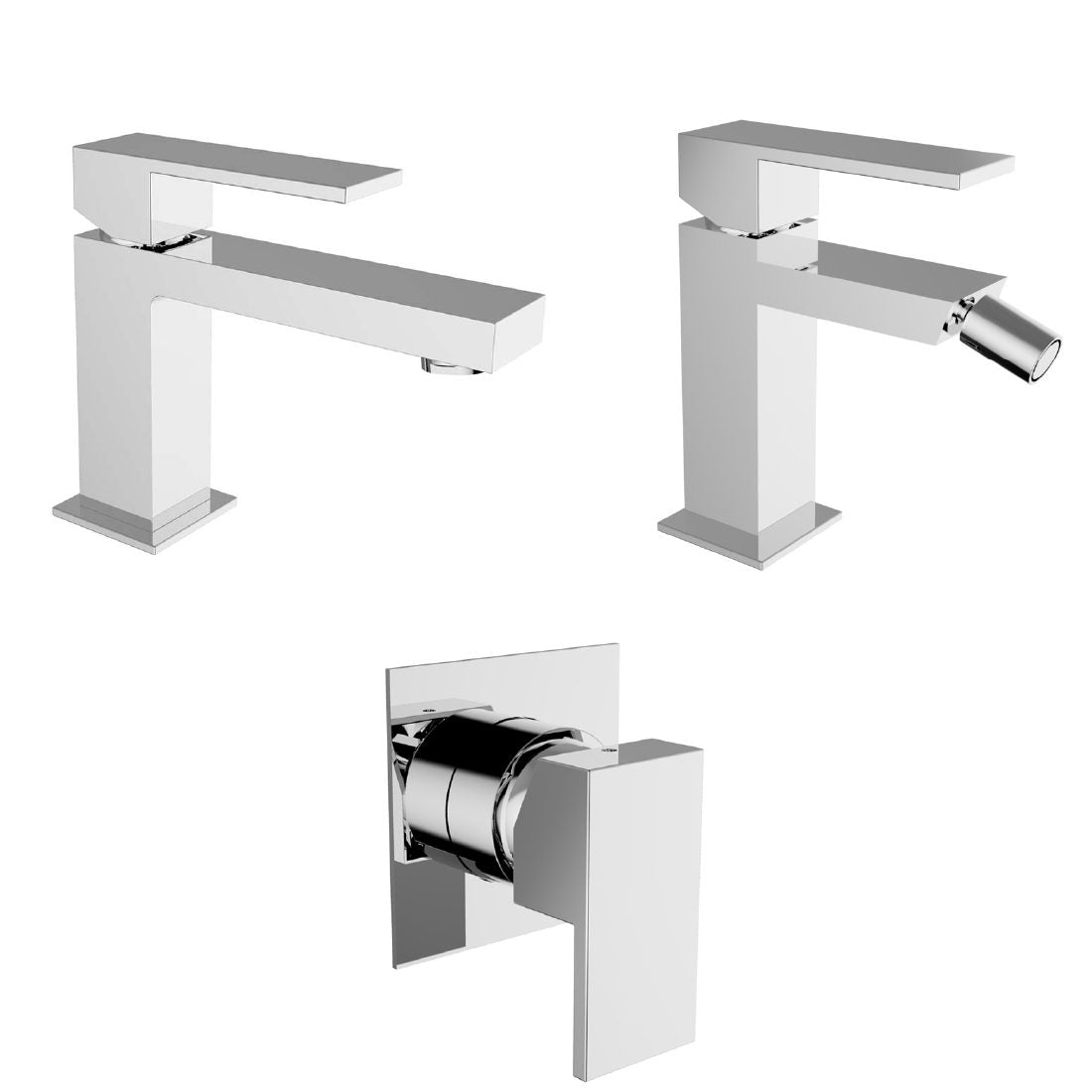 "Set Flat completo" bagno con rubinetto lavabo + bidet + doccia